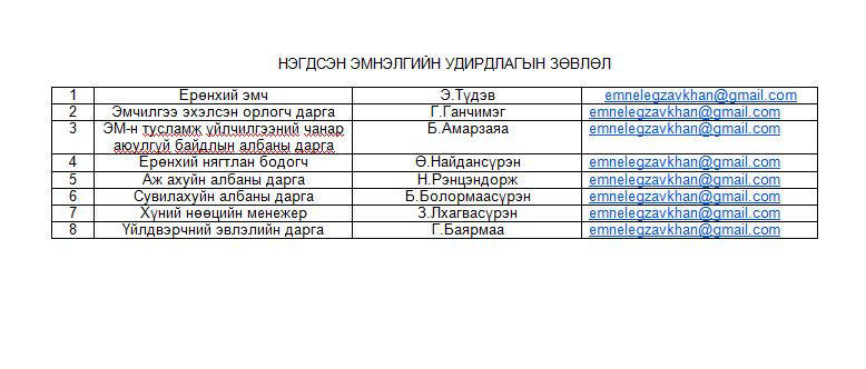 Албан тушаалтны эцэг /эх/-ийн нэр, өөрийн нэр, албаны цахим шуудангийн хаяг
